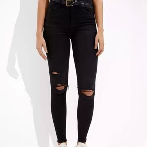 American Eagle, Black, Ripped, Jeans, 00short